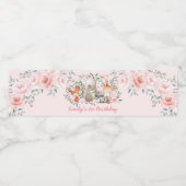 ピンクフェミニンフローラウッドランド1歳のパーティー ペットボトルラベル (シングルラベル)