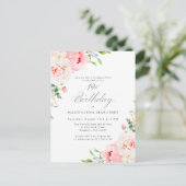 ピンクフェミニンフローラ19誕生日サプライズパーティー インビテーションポストカード (スタンド正面)