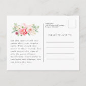 ピンクフェミニンフローラ80番目の誕生日サプライズパーティー インビテーションポストカード (裏面)