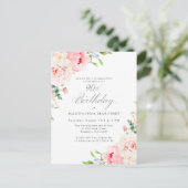 ピンクフェミニンフローラ90誕生日サプライズパーティー インビテーションポストカード (スタンド正面)