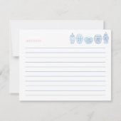 ピンクフェミニンブルージンジャージャースシャワーレシピカード 招待状 (裏面)