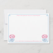 ピンクフェミニンブルーダブルハピネスChinoiserie サンキューカード (正面)