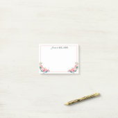 ピンクフェミニンブルーローズブーケ水彩 ポストイット (デスク上)