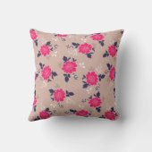 ピンクフェミニンベージュの花柄 クッション (裏面)