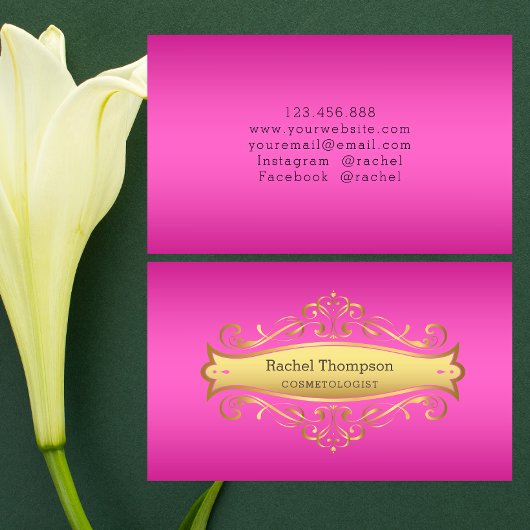 ピンクフェミニンミニマル美しい 名刺