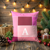 ピンクフェミニンモダンストライプモノグラム クッション