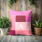 ピンクフェミニンモダンストライプモノグラム クッション