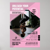 ピンクフェミニンヨガスタジオロゴマーケティングフィットネス ポスター (正面)