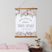 ピンクフェミニンローズフローラブライダルシャワー歓迎 吊り下げ型タペストリー (寝室)