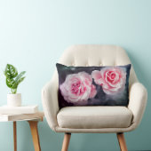 ピンクフェミニンローズフローラ写真 ランバークッション (椅子)