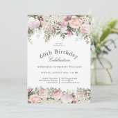 ピンクフェミニンローズフローラ60thバースデーパーティー 招待状 (スタンド正面)