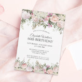 ピンクフェミニンローズフローラ60thバースデーパーティー 招待状