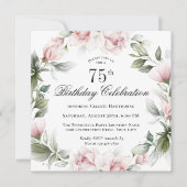 ピンクフェミニンローズ75thバースデーパーティー 招待状 (正面)