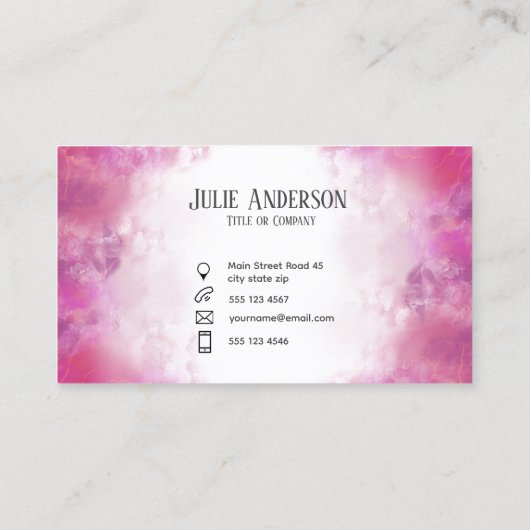 ピンクフェミニン大理石浮きインク名刺 名刺 (裏面)