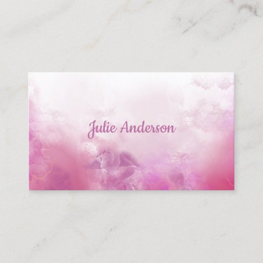 ピンクフェミニン大理石浮きインク名刺 名刺 (正面)