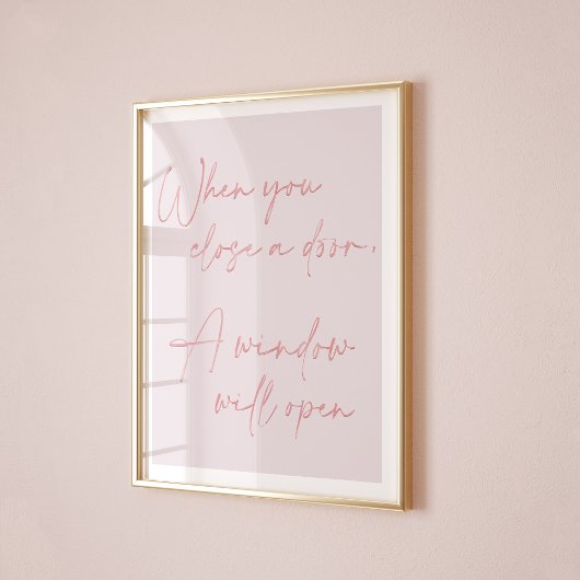 ピンクフェミニン引用文タイポグラフィ前向きウォールアート ポスター