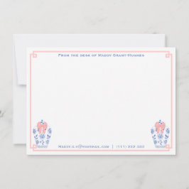 ピンクフェミニン色の水彩文房具 ノートカード