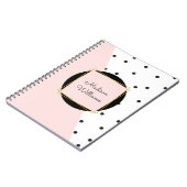 ピンクフェミニン色パーソナライズされたブロック水玉模様 ノートブック (左側)
