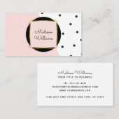 ピンクフェミニン色ブロックと水玉模様パターン 名刺 (正面/裏面)