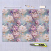 ピンクフェミニン金ゴールドと白フローラ 薄葉紙 (クラフト)