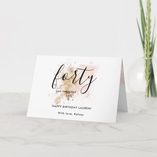 ピンクフェミニン40歳と素晴らしい40歳の誕生日 カード (正面)