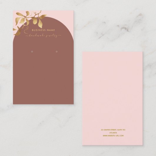 ピンクフェミニン+クレイのアーチイヤリングディスプレイ 名刺 (正面/裏面)