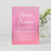 ピンクフォイルガーリーグリッタースパークルスウィート16誕生日 招待状 (スタンド正面)
