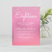 ピンクフォイルガーリーグリッタースパークル18誕生日 招待状 (スタンド正面)