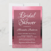 ピンクフォイルガーリース絵を描ストロークブライダルシャワー 招待状 (正面)
