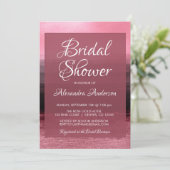 ピンクフォイルガーリース絵を描ストロークブライダルシャワー 招待状 (スタンド正面)