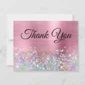 ピンクフォイルガーリーホログリッター サンキューカード (正面)