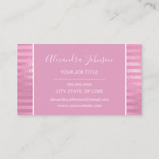 ピンクフォイルストライプズヘアサロンロイヤリティ ロイヤリティカード (裏面)