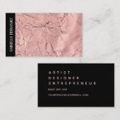 ピンクフォイルテクスチャ+黒 名刺 (正面/裏面)