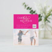 ピンクフォトウェディングQRコード救日付 (スタンド正面)