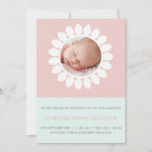 ピンクフォトカットフローラベビーガール誕生 案内状 (正面)