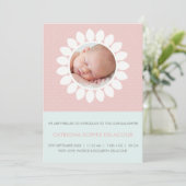 ピンクフォトカットフローラベビーガール誕生 案内状 (スタンド正面)