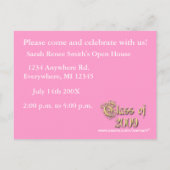 ピンクフォトガーリー卒業招待状 インビテーションポストカード (裏面)