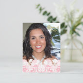 ピンクフォトガーリー卒業招待状 インビテーションポストカード (スタンド正面)