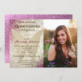 ピンクフォトキンセアニェラ15誕生日 招待状