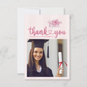 ピンクフォトコケット弓卒業パーティー サンキューカード (正面)