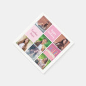 ピンクフォトコラージュカスタム女子バースデーパーティー スタンダードカクテルナプキン (角)