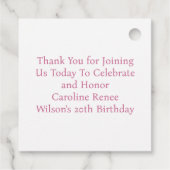 ピンクフォトコラージュカスタム女子バースデーパーティー フェイバータグ (裏面)