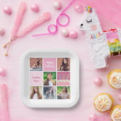 ピンクフォトコラージュカスタム女子バースデーパーティー ペーパープレート (パーティー)