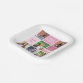 ピンクフォトコラージュカスタム女子バースデーパーティー ペーパープレート (傾斜あり)