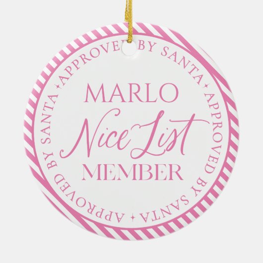 ピンクフォトサンタニスリストメンバークリスマス セラミックオーナメント (裏面)