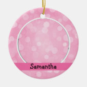 ピンクフォトバレエダンサー《写真》ぼけ味ホリデーモノグラム セラミックオーナメント (正面)