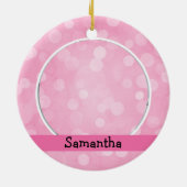 ピンクフォトバレエダンサー《写真》ぼけ味ホリデーモノグラム セラミックオーナメント (裏面)