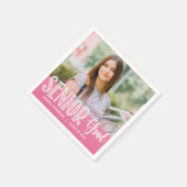 ピンクフォト卒業パーティー紙ナプキンス スタンダードカクテルナプキン (角)