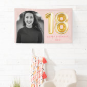 ピンクフォト18誕生日金ゴールドバルーン 横断幕 (インサイチュ)