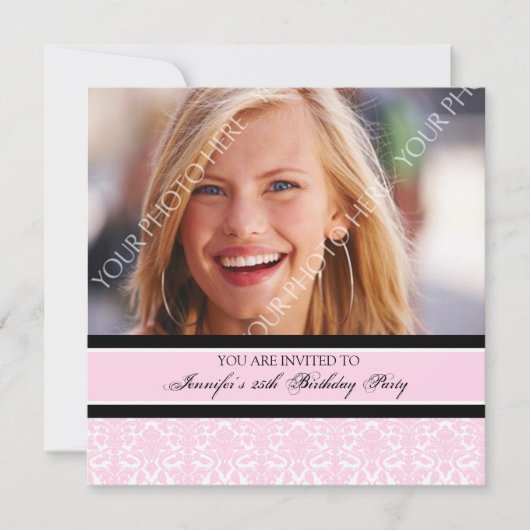ピンクフォト25thバースデーパーティ招待状 招待状 (正面)